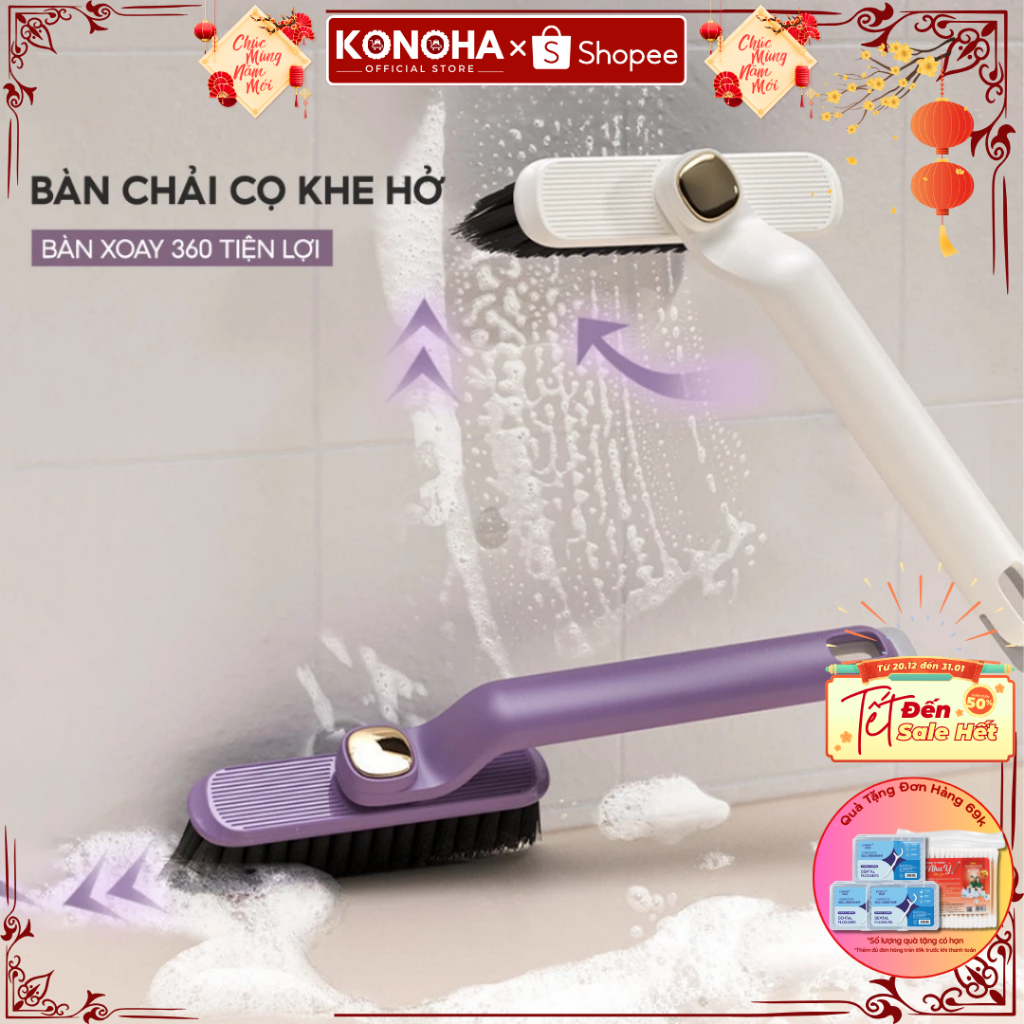Bàn Chải Vệ Sinh Khe Hở Góc Rãnh Đa Năng - Chổi Cọ Vệ Sinh Nhà Tắm Nhà Bếp Xoay 360 Độ Tiện Dụng