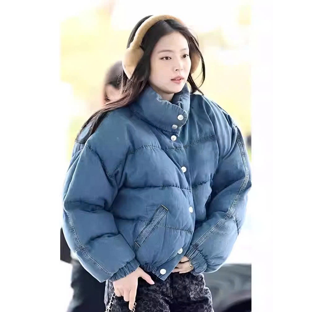 Áo khoác denim xanh dương lót bông của Jennie- bản cao cấp- ảnh thật cuối