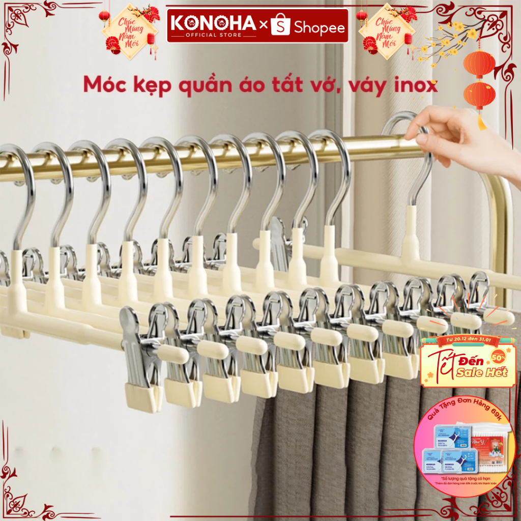 Móc Treo Quần Áo KONOHA 2 Kẹp Treo Đồ Lót Áo Ngực 2 Dây Bra, Phơi Tất Vớ Đồ Trẻ Em Tiện Dụng