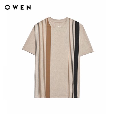 Owen - Áo T-shirt Relax Fit TSN255113 màu Be nhạt chất liệu CVC Spandex