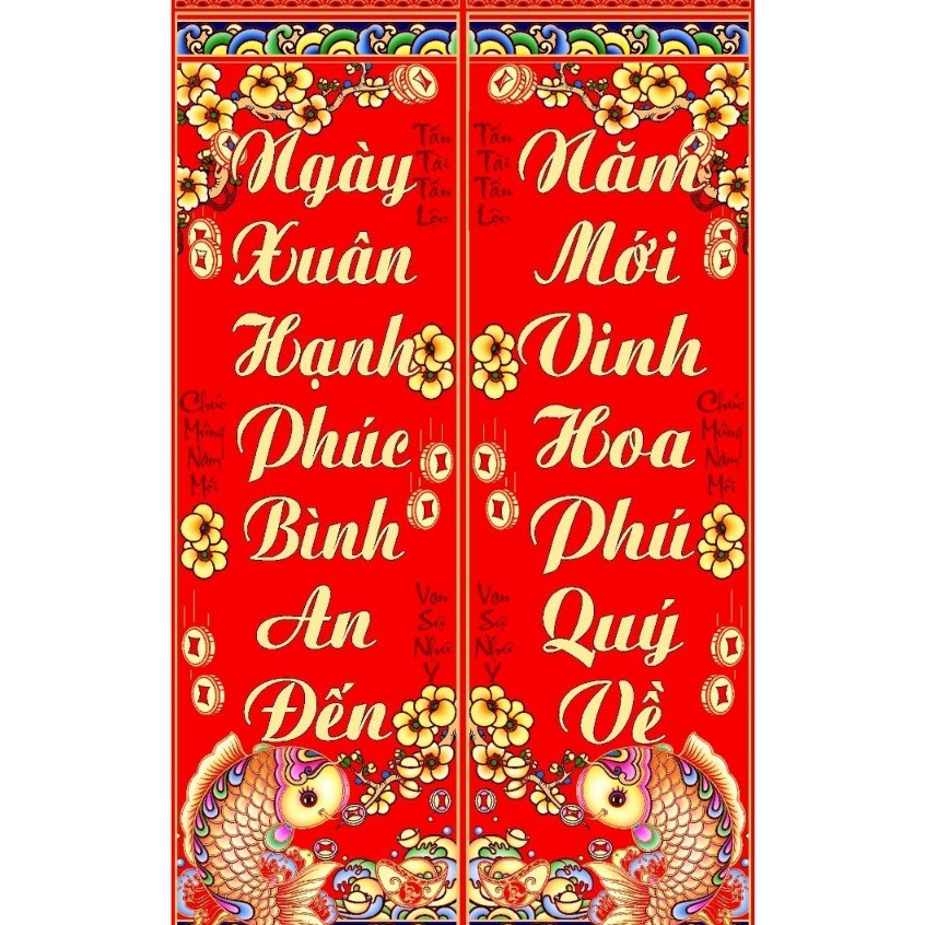 Câu Đối Đỏ Mai Cá CD03 Trang Trí Tết - Câu Đối CD03 Tết