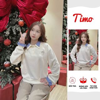  Áo nỉ sweater nữ tay dài cổ bẻ phối sơ mi phong cách Hàn Quốc basic dễ mặc  kèm quà tặng  AOT100 