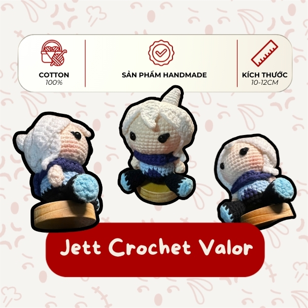 Đồ chơi handmade nhân vật Jett Valor 100% làm từ len và cotton kích thước 12cm có thể giặt được