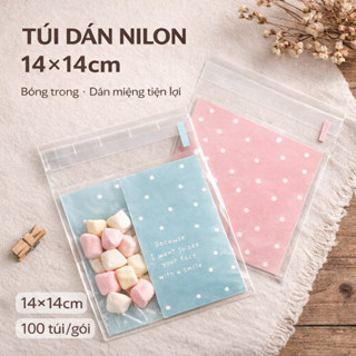  100 Túi Bọc Nylon 14x14cm – Túi Bóng Kính Dán Miệng Gói Hàng Gói Bánh Trang Trí Gói kẹo Gói Quà Phụ Kiện Trang Sức 