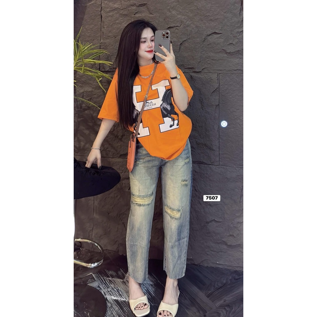 Áo thun tay lỡ form rộng chất cotton khô 3158 - H 2 ngựa | BigBuy360 - bigbuy360.vn