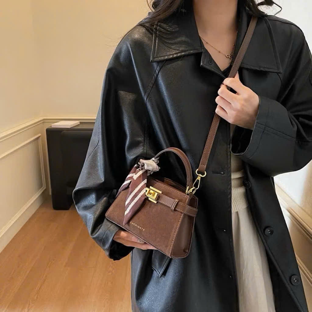 Túi xách nữ, túi đeo vai phong cách vintage Hàn Quốc kèm khăn badanna, form hộp, phối đồ sang Đăng Túi DK456 | BigBuy360 - bigbuy360.vn