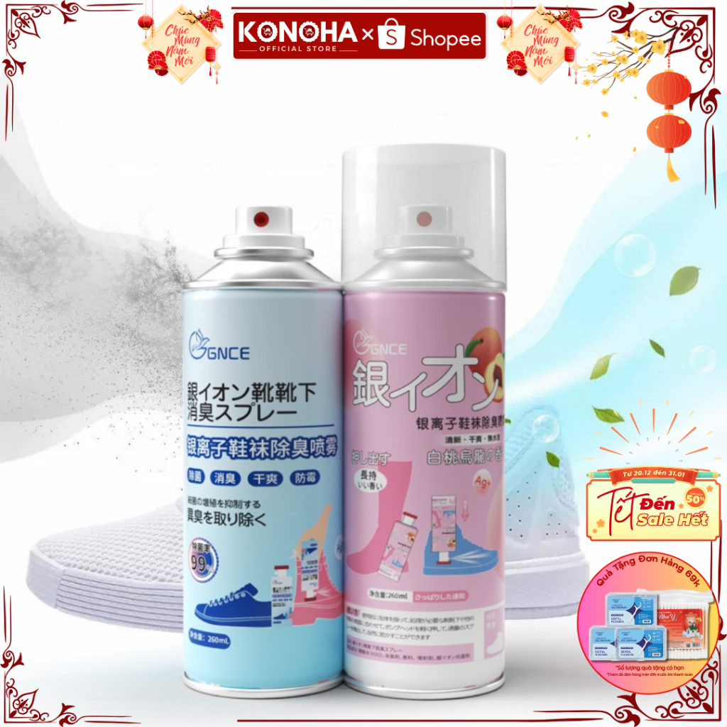 Chai Xịt Thơm Khử Mùi Giày Dép Nano Bạc Diệt Khuẩn Khử Mùi Hôi Tất Vớ Lưu Hương Lâu Dung Tích 260ml