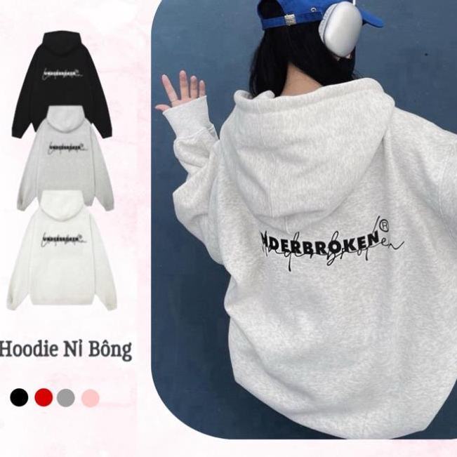 Áo Hoodie Nỉ Bông In Chữ Bro Dáng Rộng Nam Nữ Có Dây Mũ ut