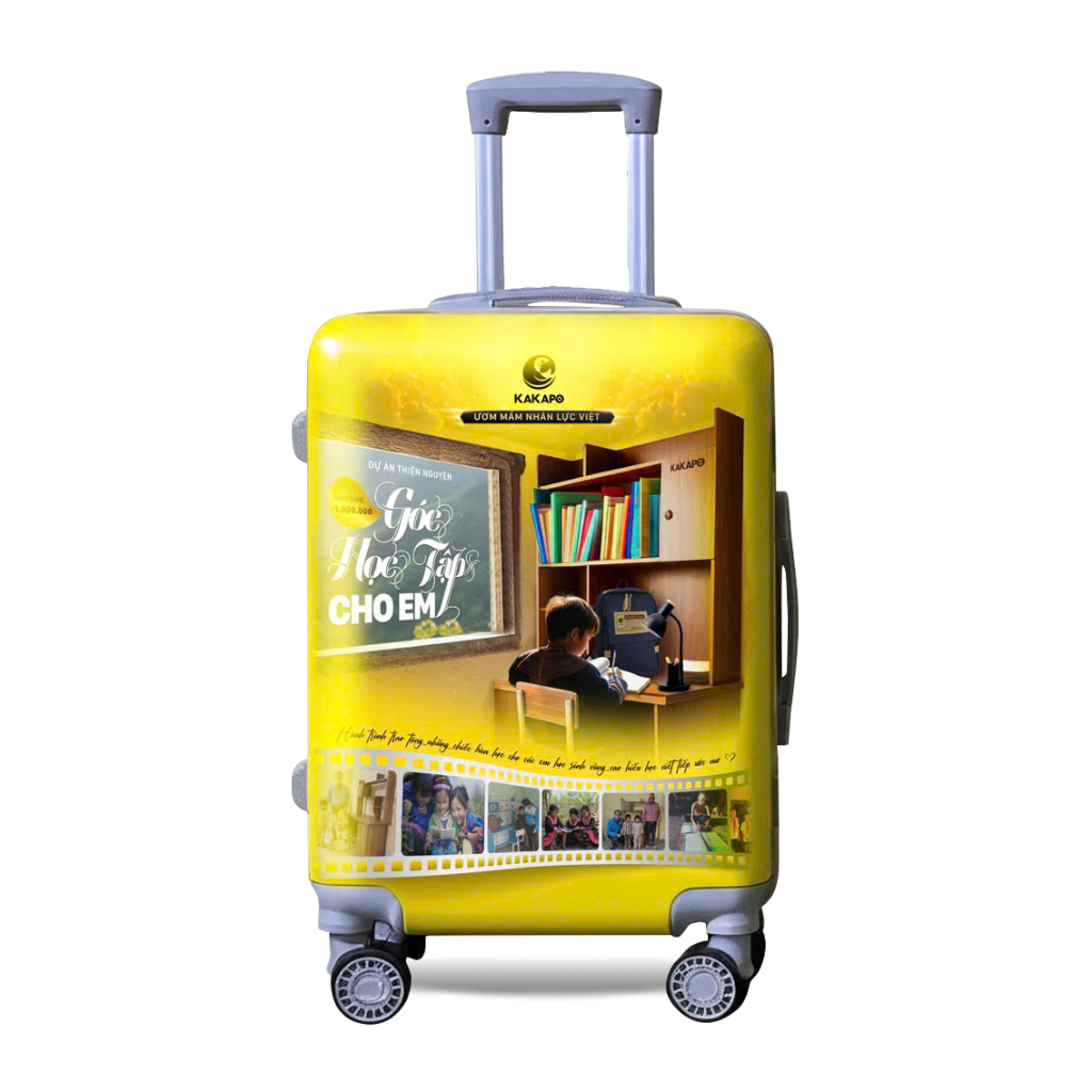Vali Kakapo - Dự Án Góc Học Tập Cho Em - Nhựa ABS 100% Siêu Bền - Bánh xe 360 độ - Màu Vàng
