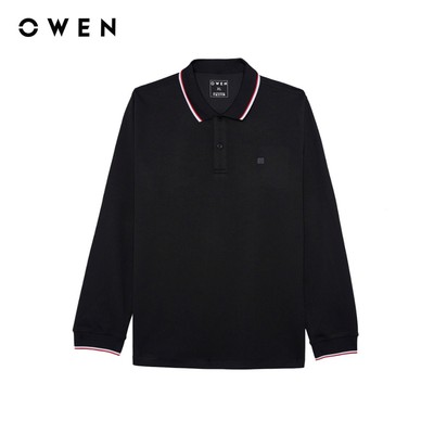 Owen - Áo polo Body Fit APV257016D màu Đen chất liệu Cafe Interlock