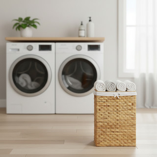 VIETBAS Giỏ đựng đồ giặt khung mây có nắp - Sọt mây phân loại quần áo Đồ trắng, Đồ màu, Giặt tay cao cấp decor phòng tắm