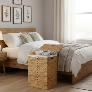 VIETBAS Giỏ đựng đồ giặt khung mây có nắp - Sọt mây phân loại quần áo Đồ trắng, Đồ màu, Giặt tay cao cấp decor phòng tắm