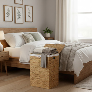 VIETBAS Giỏ đựng đồ giặt khung mây có nắp - Sọt mây phân loại quần áo Đồ trắng, Đồ màu, Giặt tay cao cấp decor phòng tắm