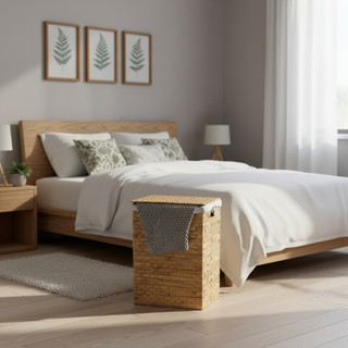 VIETBAS Giỏ đựng đồ giặt khung mây có nắp - Sọt mây phân loại quần áo Đồ trắng, Đồ màu, Giặt tay cao cấp decor phòng tắm
