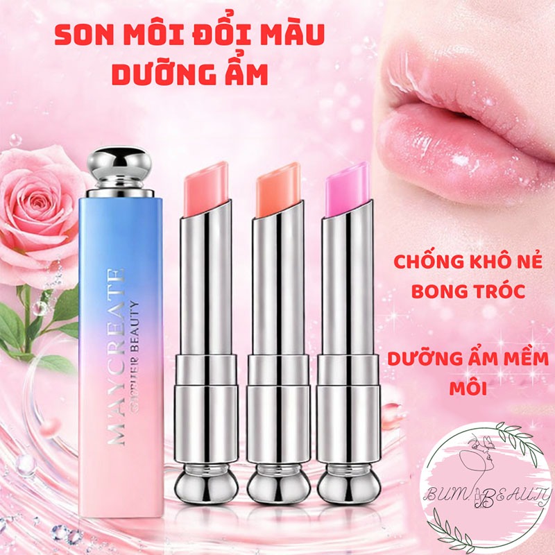 Son Đổi Màu Dưỡng Môi Maycreate Vỏ Hồng Dưỡng Ẩm, Giúp Môi Mềm Mịn, Hạn Chế Khô Nẻ Và Bong Tróc