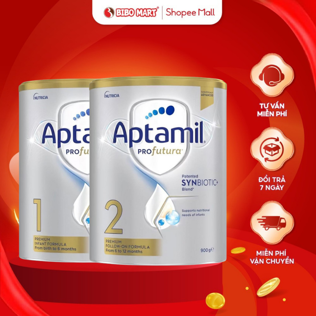 Sữa Aptamil Profutura Úc Bạc Số 1,2 Hỗ Trợ Tiêu Hóa Phát Triển Toàn Diện Cho Bé 900g - Bibomart