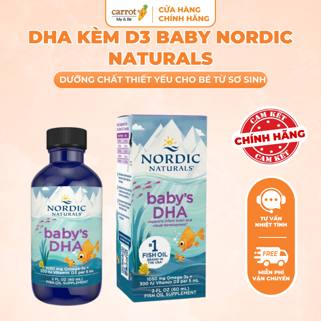 Siro Bổ Sung DHA Kèm D3 Baby Nordic Naturals 60ML