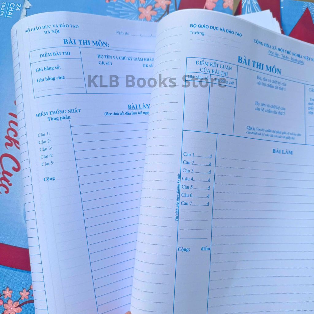 Set 200/ 100/ 50 Tờ Giấy Thi THCS, THPT Quốc Gia, Giấy Thi Bộ Và Sở GĐT Kẻ Ngang,Giấy Nháp Thi