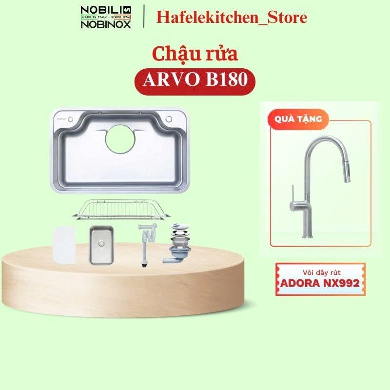 Chậu Rửa Bát 1 Hố Nobinox ARVO B180 Phong Khách nhật – Tặng  Vòi Rửa Bát Nobinox ADORA NX992