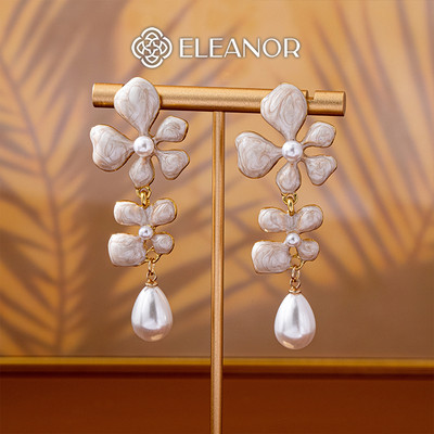Bông tai nữ chuôi bạc 925 Eleanor Accessories dáng dài hình hoa phụ kiện trang sức khuyên tai 11256