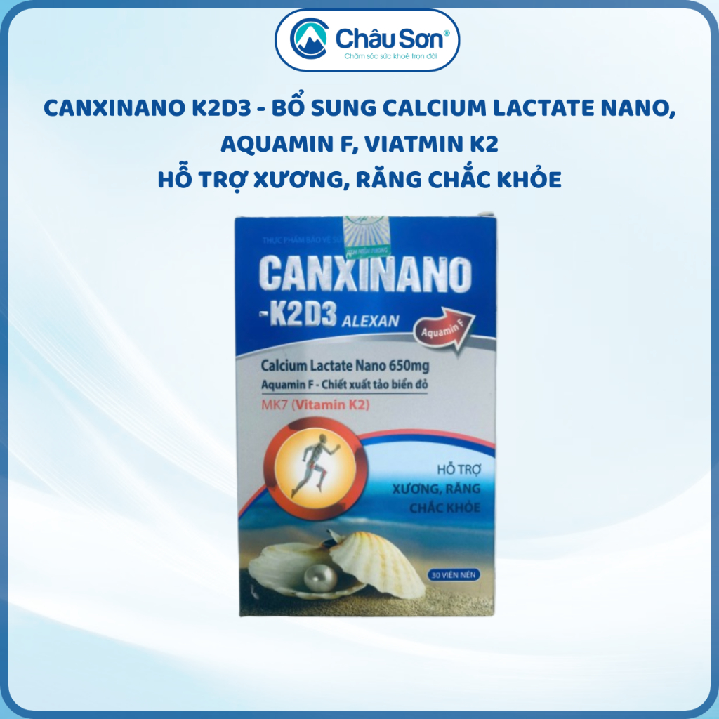 [MẪU MỚI] Viên Canxi Nano K2 D3 ALEXAN - Bổ Sung Canxi Nano Và AquaminF Chắc Khỏe Xương Và Phát Triể