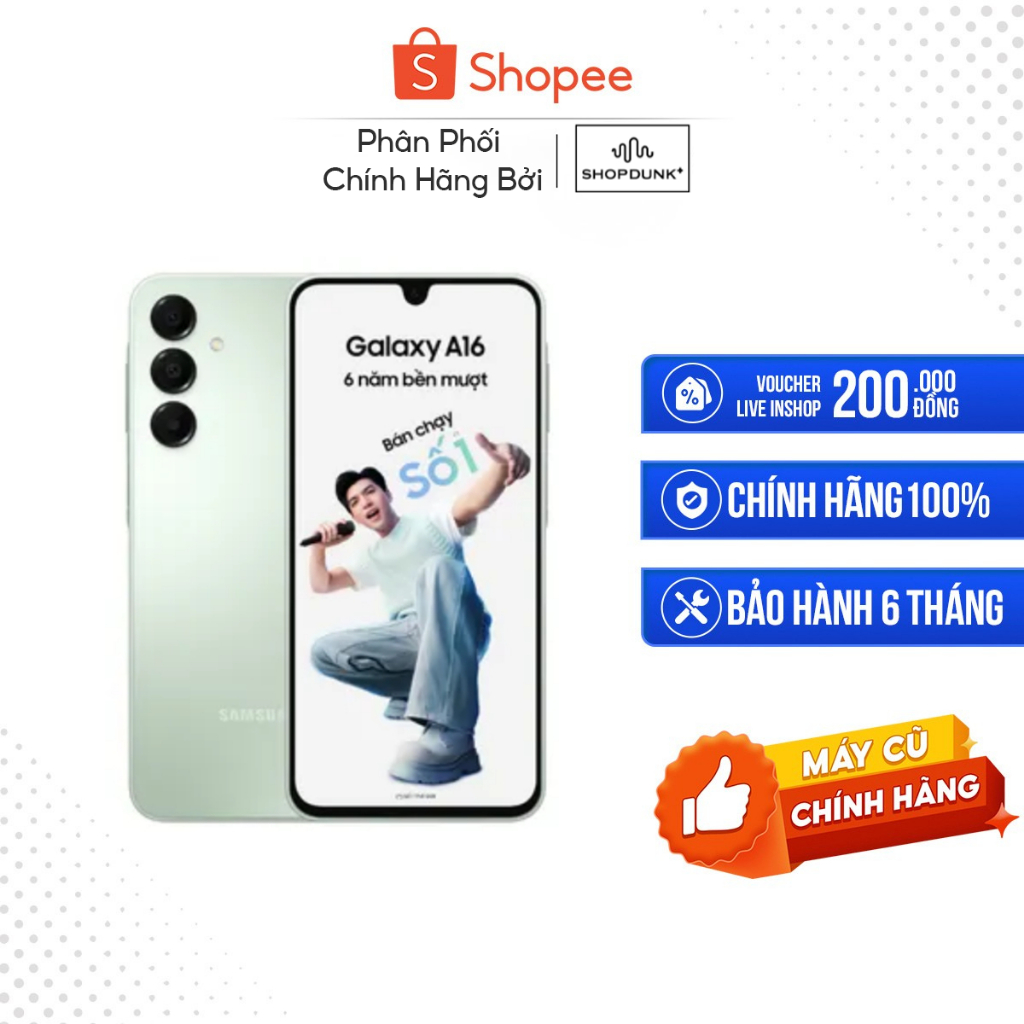 [Máy cũ] Samsung Galaxy A16 LTE, 4GB/128GB Full Hộp Đầy Đủ Phụ Kiện Zin, Tình Trạng Ám Màn