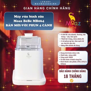     BẢN MỚI 4 CÁNH   Máy rửa bình sữa tự động Moaz bebe MB064 | Tiệt trùng - sấy khô - bảo quản | Bảo hành 12 tháng 