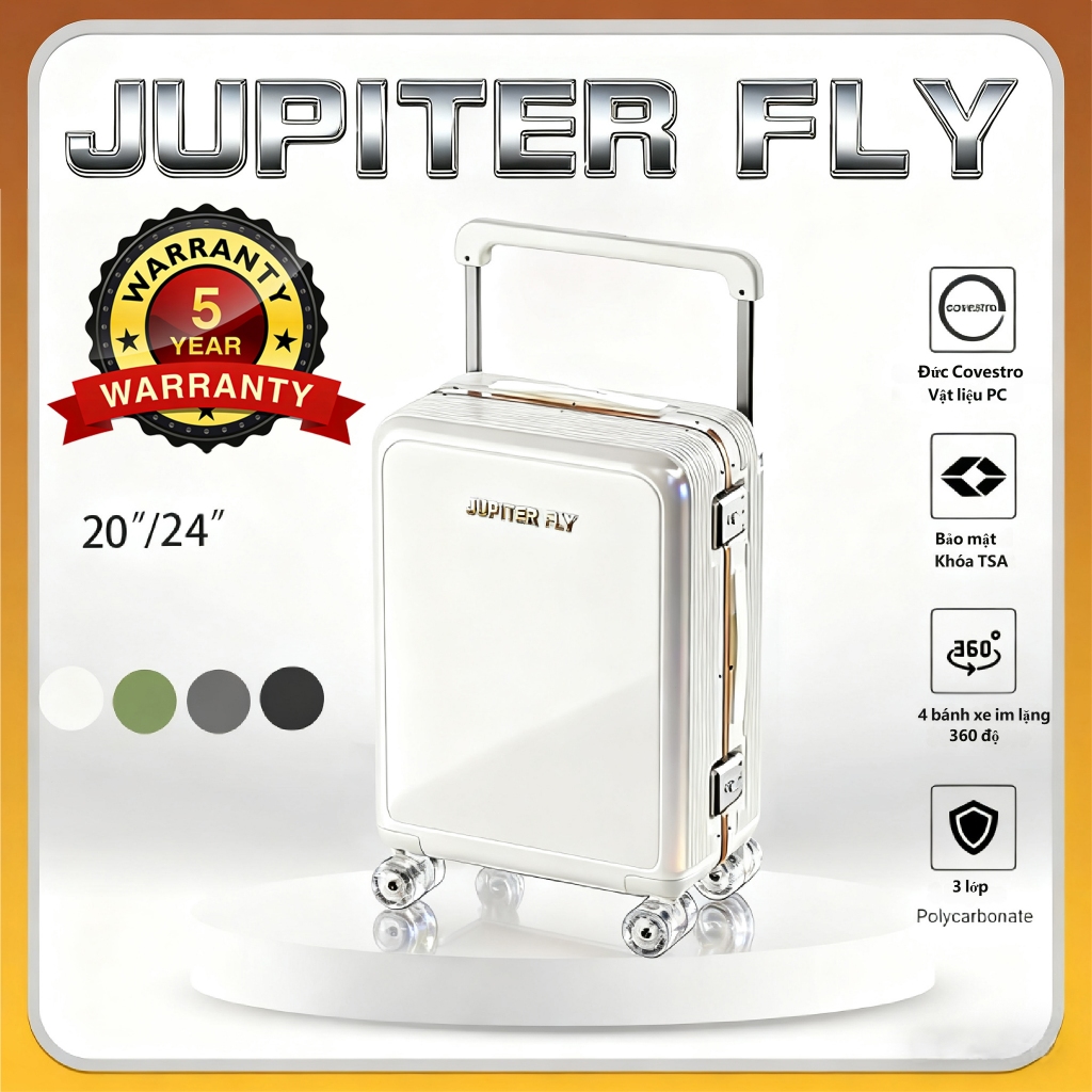🔥VN🔥JUPITER FLY Luggage vali kéo cao cấp vali size 20/24/28 vali siêu nhẹ valy va li vali khung nhôm
