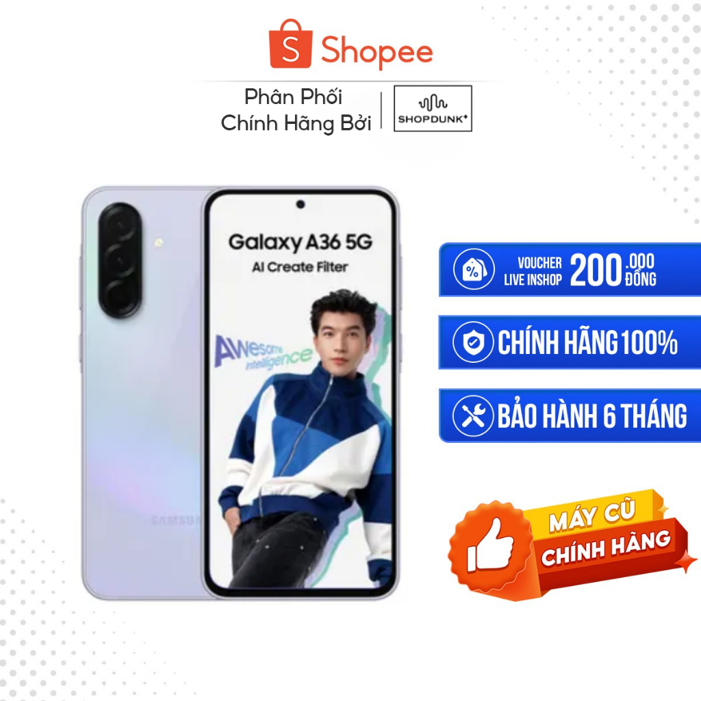 [Máy cũ] Samsung Galaxy A36 5G 8GB/128GB Full Hộp Đầy Đủ Phụ Kiện Zin