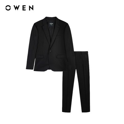 Owen - Bộ comple Slim Fit VES242715 màu Đen chất liệu TR Spandex