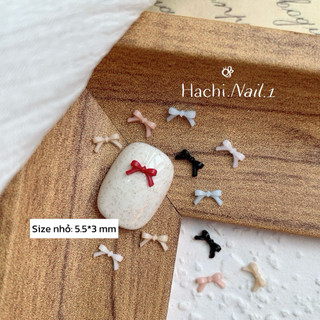 [Túi 50 viên] Charm nơ nhựa nhiều màu 3 size trang trí nail