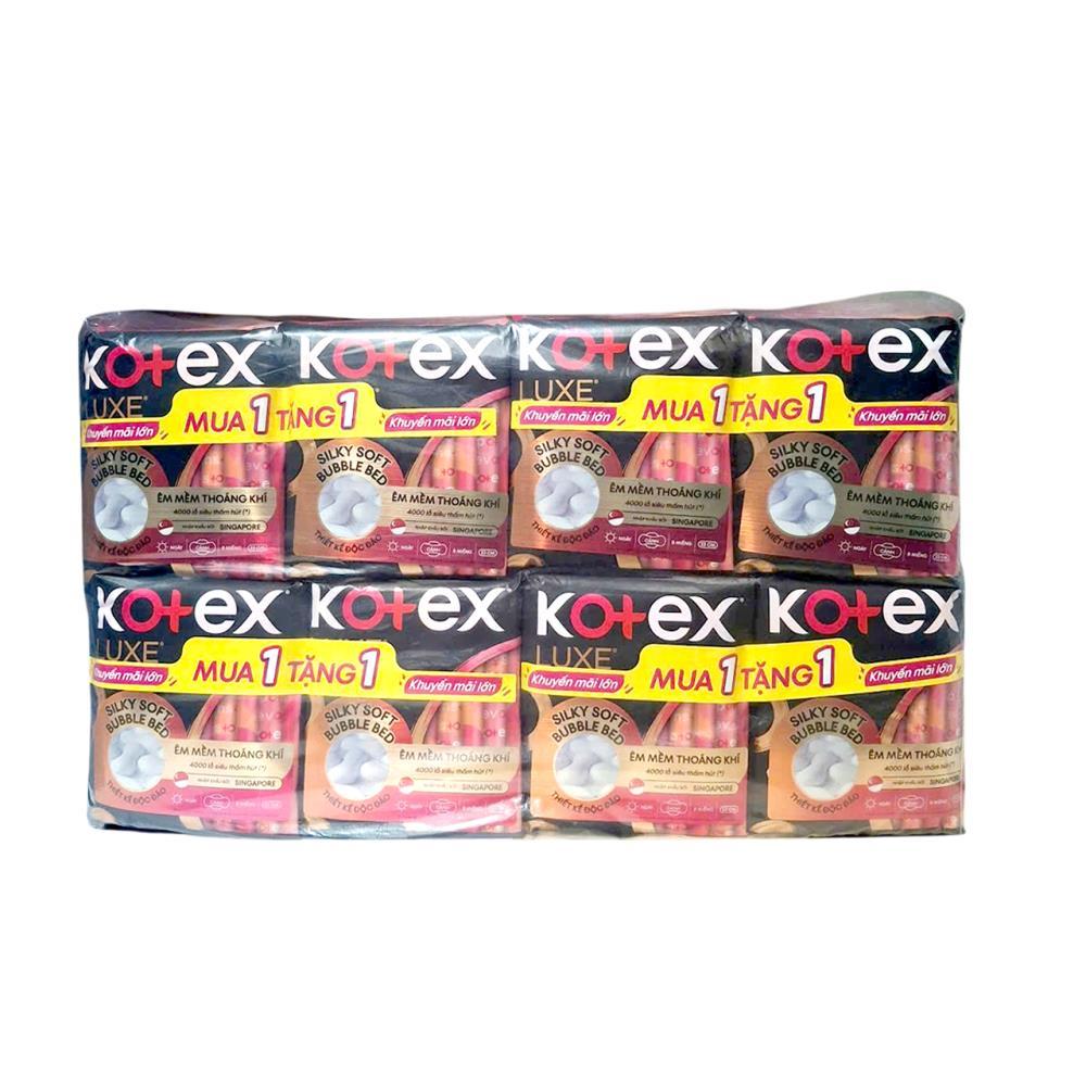 Băng Vệ Sinh Kotex Luxe Êm Mềm Thoáng Khí 23cm Cánh (Lốc/16bịch/8miếng)