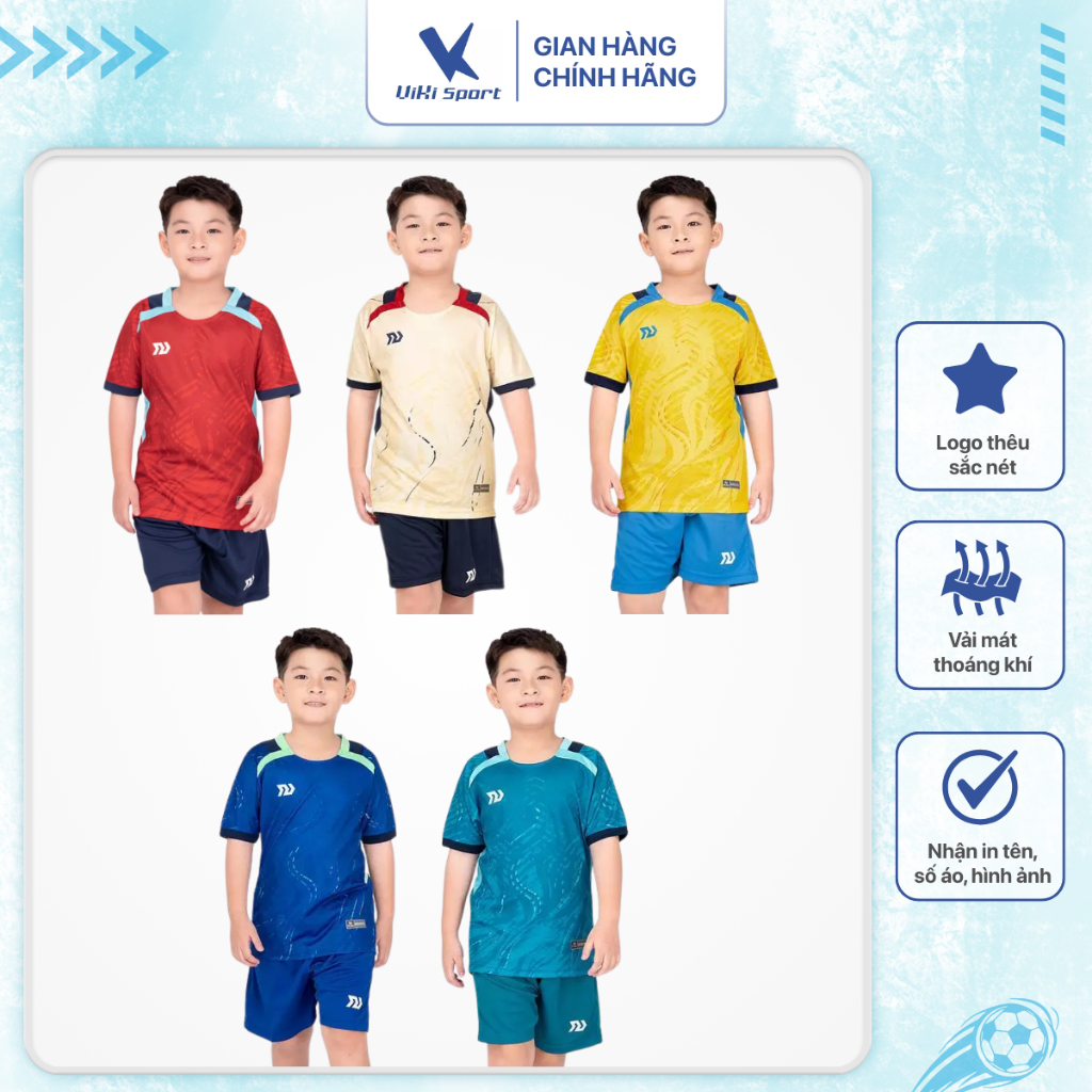 Bộ đồ bóng đá cho bé trai bé gái đủ size từ 10 – 45kg, vải thoáng mát, thấm hút mồ hôi | ViKi Sport
