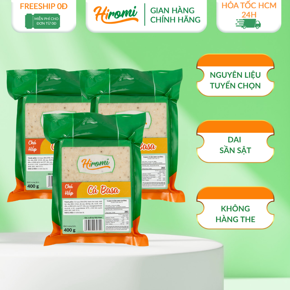 Bộ 3 Chả Cá Basa Dạng Hấp Hiromi 400g – Ngon Tự Nhiên, Mềm Dai, Giữ Trọn Dinh Dưỡng