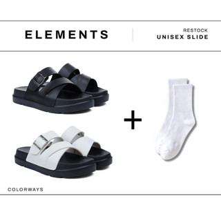  TẶNG VỚ  E16 - Dép Elements Double Buckle Duo unisex -  Slipper  Dép Elements hai quai khóa cài chữ X đế bằng nam nữ 