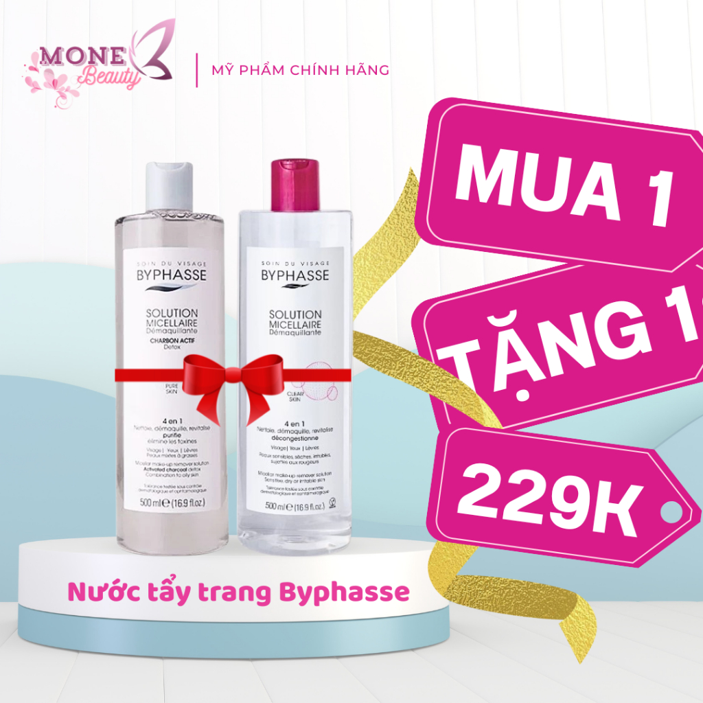 COMBO 2 Nước tẩy trang Byphasse 500ml làm sạch sâu dịu nhẹ cho mọi loại da