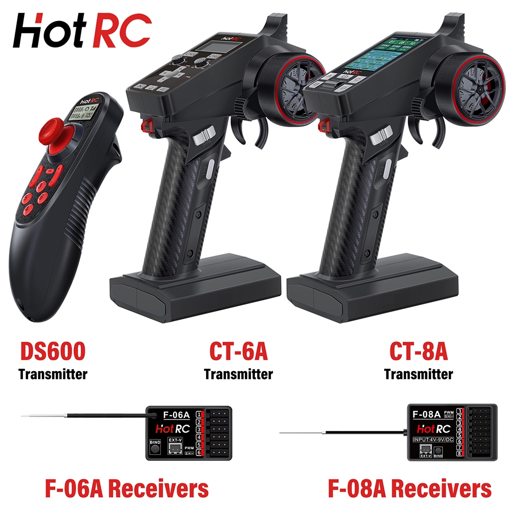HotRC Transmitter CT-6A 6CH 2.4GHz Hệ thống vô tuyến điều khiển từ xa với máy thu F-06A PWM GFSK