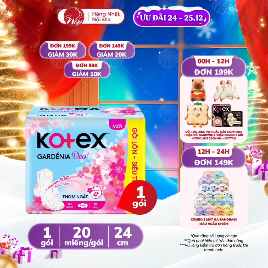 Băng vệ sinh Kotex Gardenia Deo 20 miếng, siêu mỏng mặt bông mềm mại - Nepbeauty