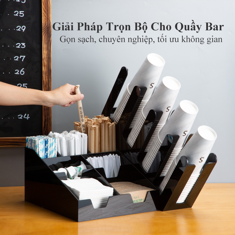 Khay úp cốc HABO kệ úp ly nhựa ly giấy thiết kế 4 ngăn 8 ngăn tiện lợi phù hợp quầy pha chế giúp khô