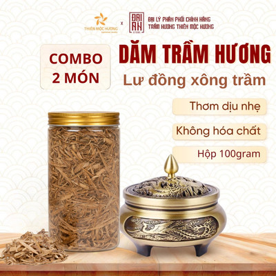 Combo dăm trầm hương Thiên Mộc Hương kèm lư đồng xông trầm thơm nhà, đón tài lộc