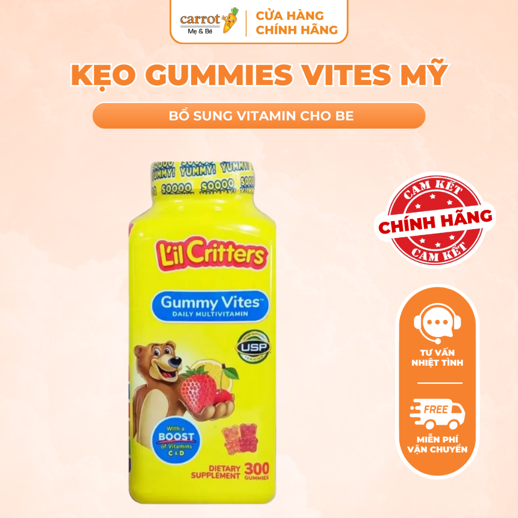 Kẹo Dẻo Bổ Sung Vitamin L'il Critters Gummy Vites Cho Trẻ Từ 2 Tuổi 300 Viên