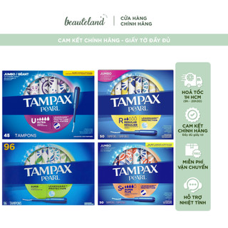 [Bill Mỹ - Che Tên] Băng vệ sinh dạng ống Tampon Tampax Pearl Light/ Regular/ Super/ Super Plus