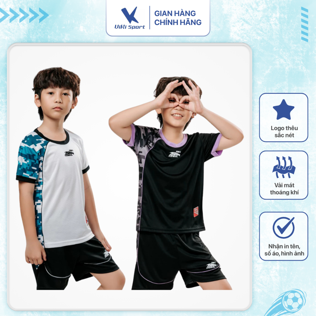Bộ quần áo bóng đá Helix không logo, chất vải cao cấp thoáng mát, thấm hút mồ hôi cho bé trai và bé gái | ViKi Sport