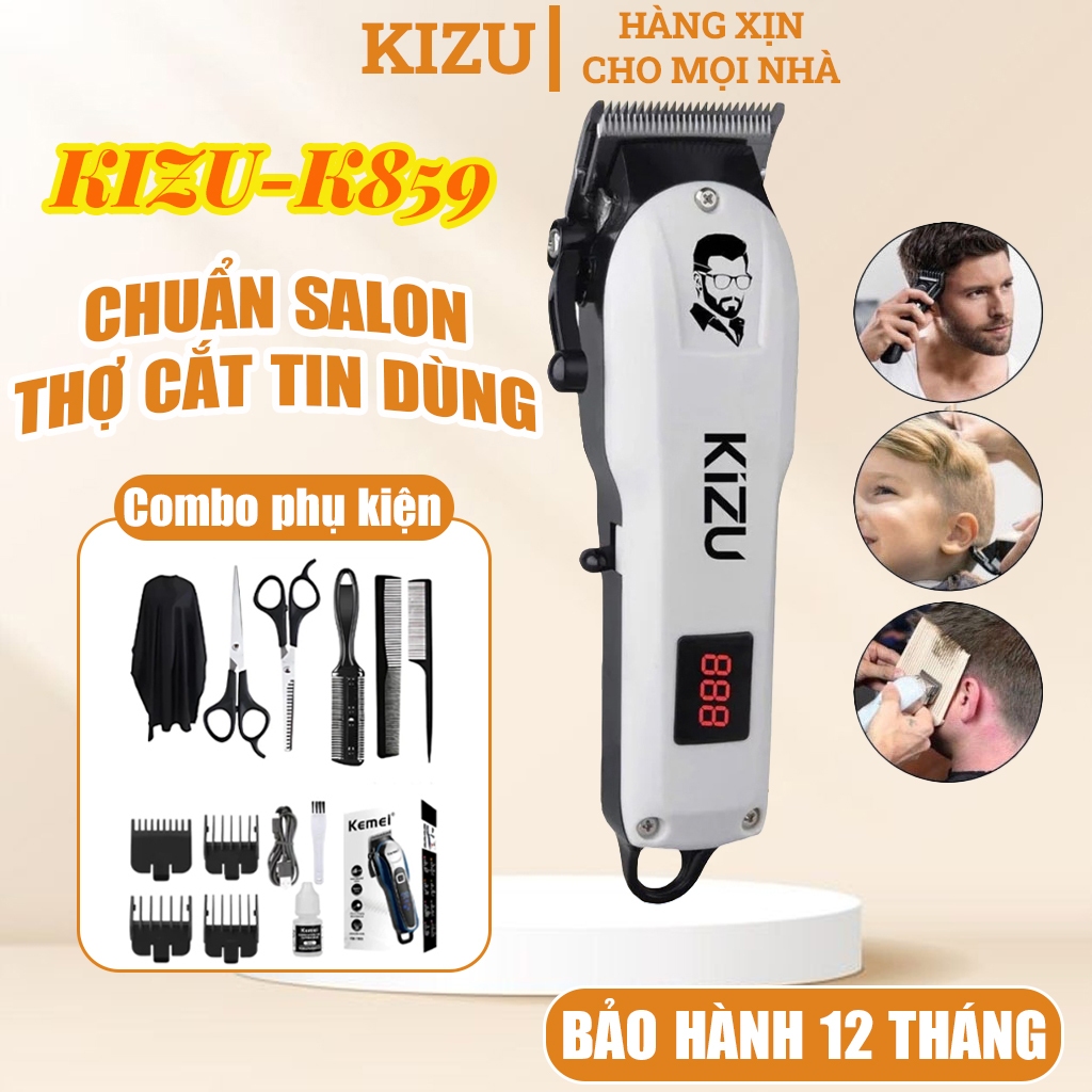 Tông đơ cắt tóc KIZU K859, Tông đơ Thân Nhôm Nguyên Khối Chuyên Nghiệp Cho Salon Và Gia Đình