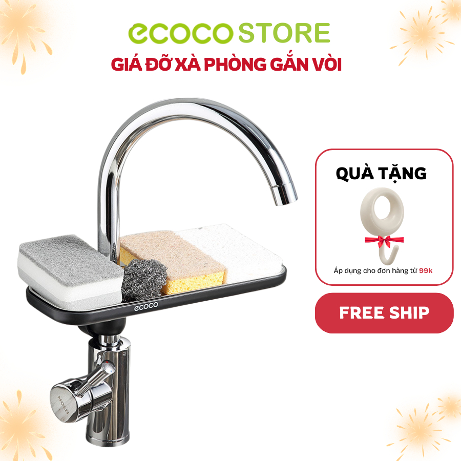 Giá Đỡ Xà Phòng Gắn Vòi ECOCO E1913 Inox 304  Kệ Đựng Đồ Đa Năng Rửa Chén  Nhà Bếp