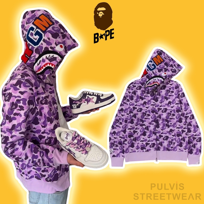 ⚡️[Hight Quality] - Áo Hoodie Jacket Zip Bape Shark Full Zip Camo, Áo khoác khóa kéo, áo hoodie khóa