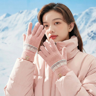  Găng tay nữ mùa đông HUMI giữ ấm thiết kế cute chất len dày co giãn dùng cảm ứng màn hình 