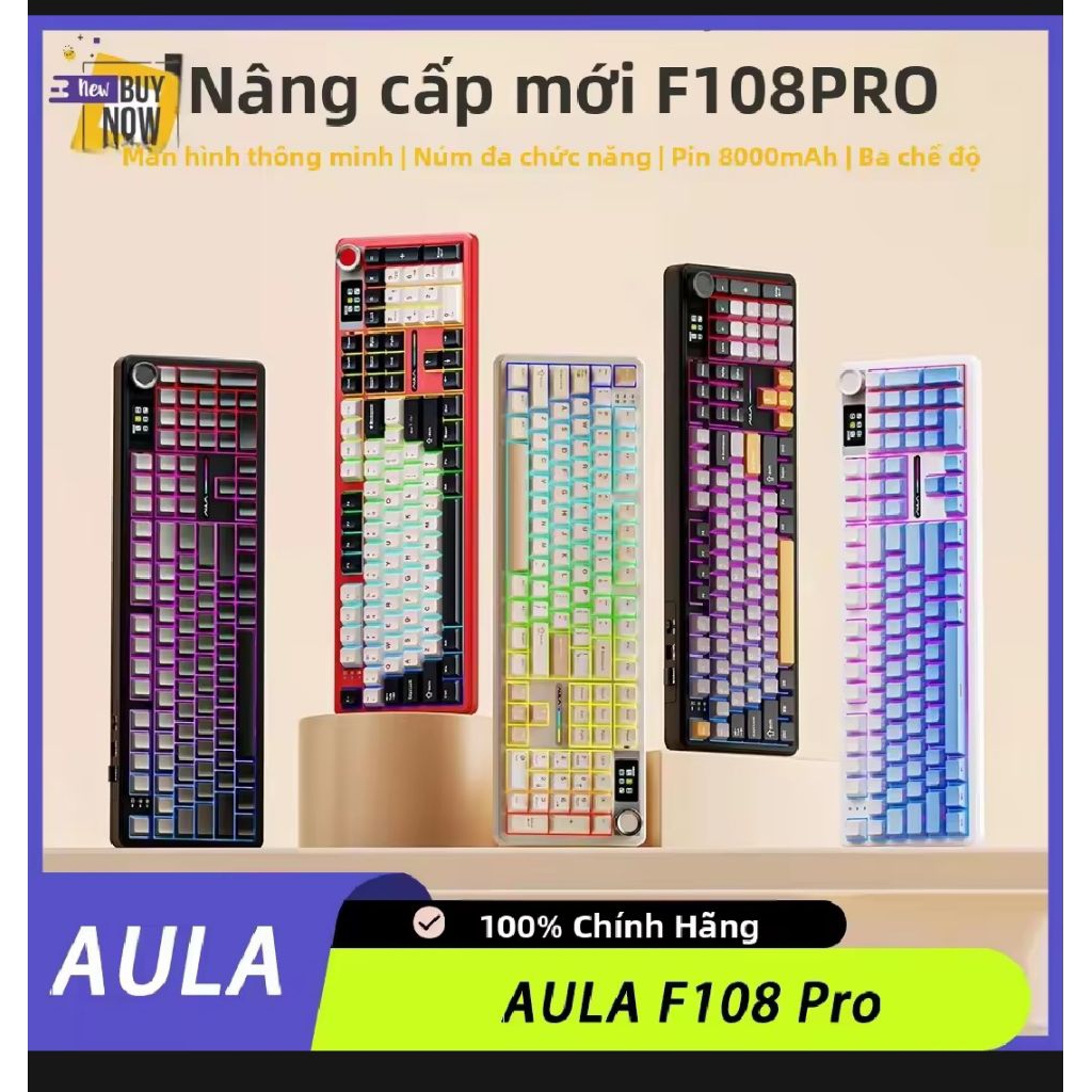 (new-hoả tốc)Bàn phím cơ k dây aula f108 pro 3 mode 8000mah | BigBuy360 - bigbuy360.vn