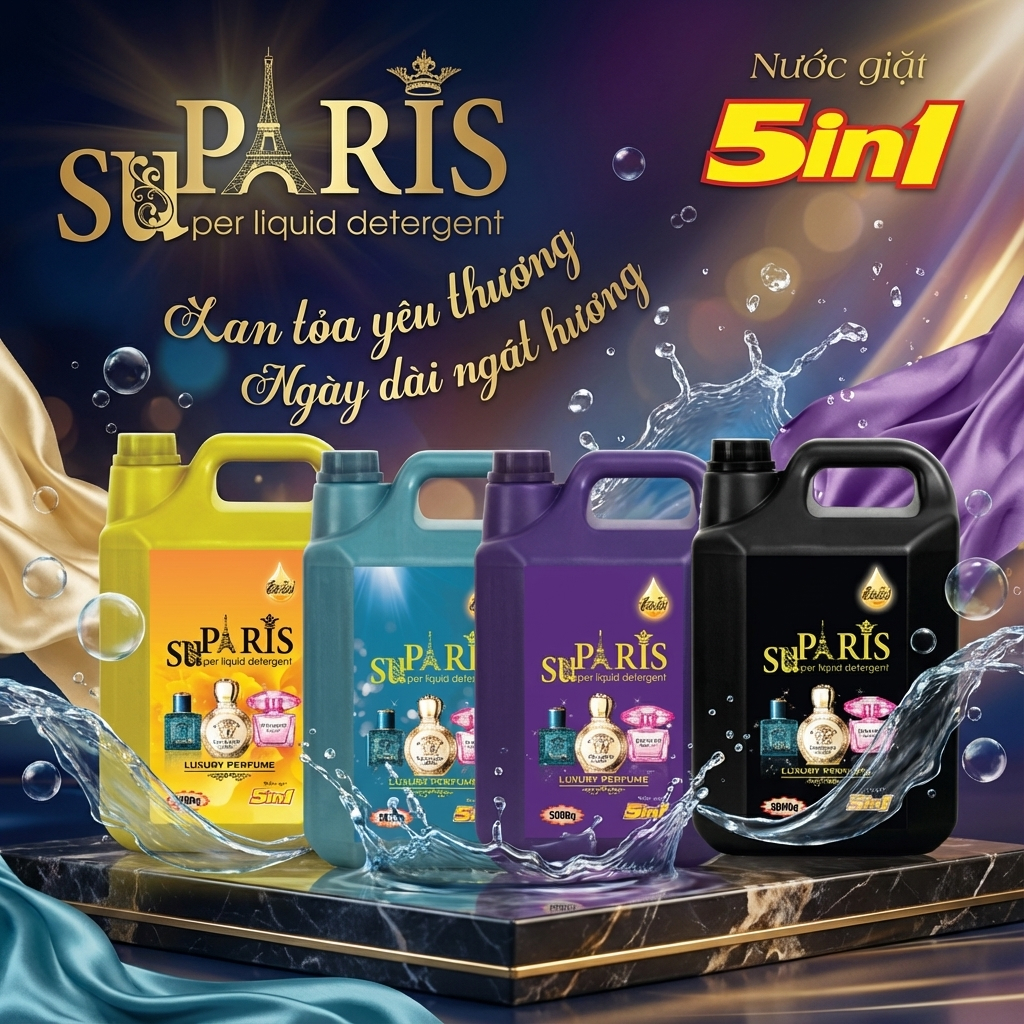 [Combo 4 Can] Nước Giặt PARIS Hương Nước Hoa Pháp (5L / Can)
