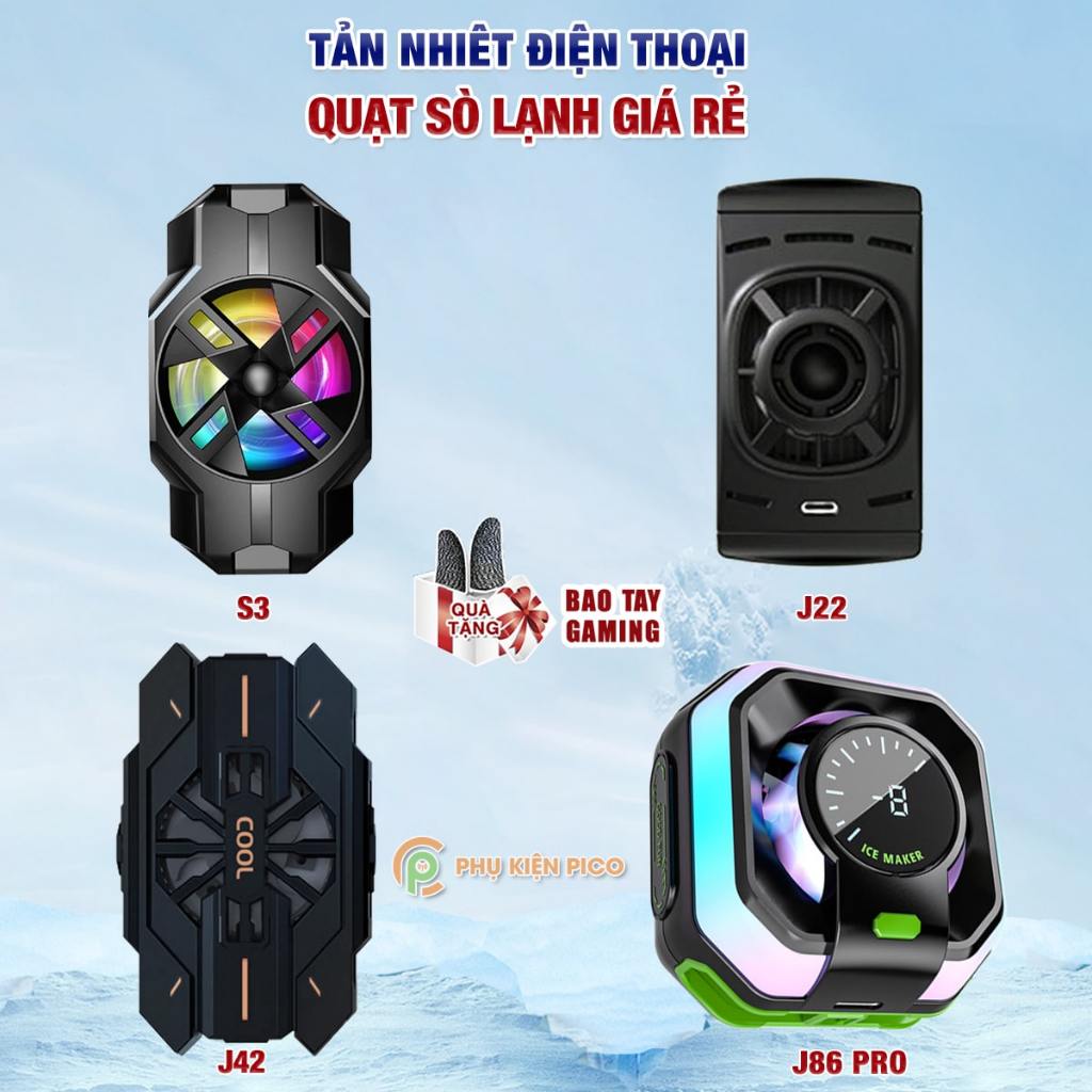 Quạt tản nhiệt điện thoại sò lạnh J22 / J42 / J86 Pro AI tản nhiệt sò lạnh siêu rẻ 3 chế độ làm lạnh